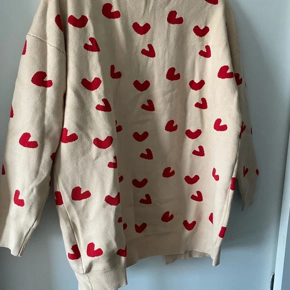 Amazon Red Heart Pattern Cardigan - Cream - Picture 4 of 4